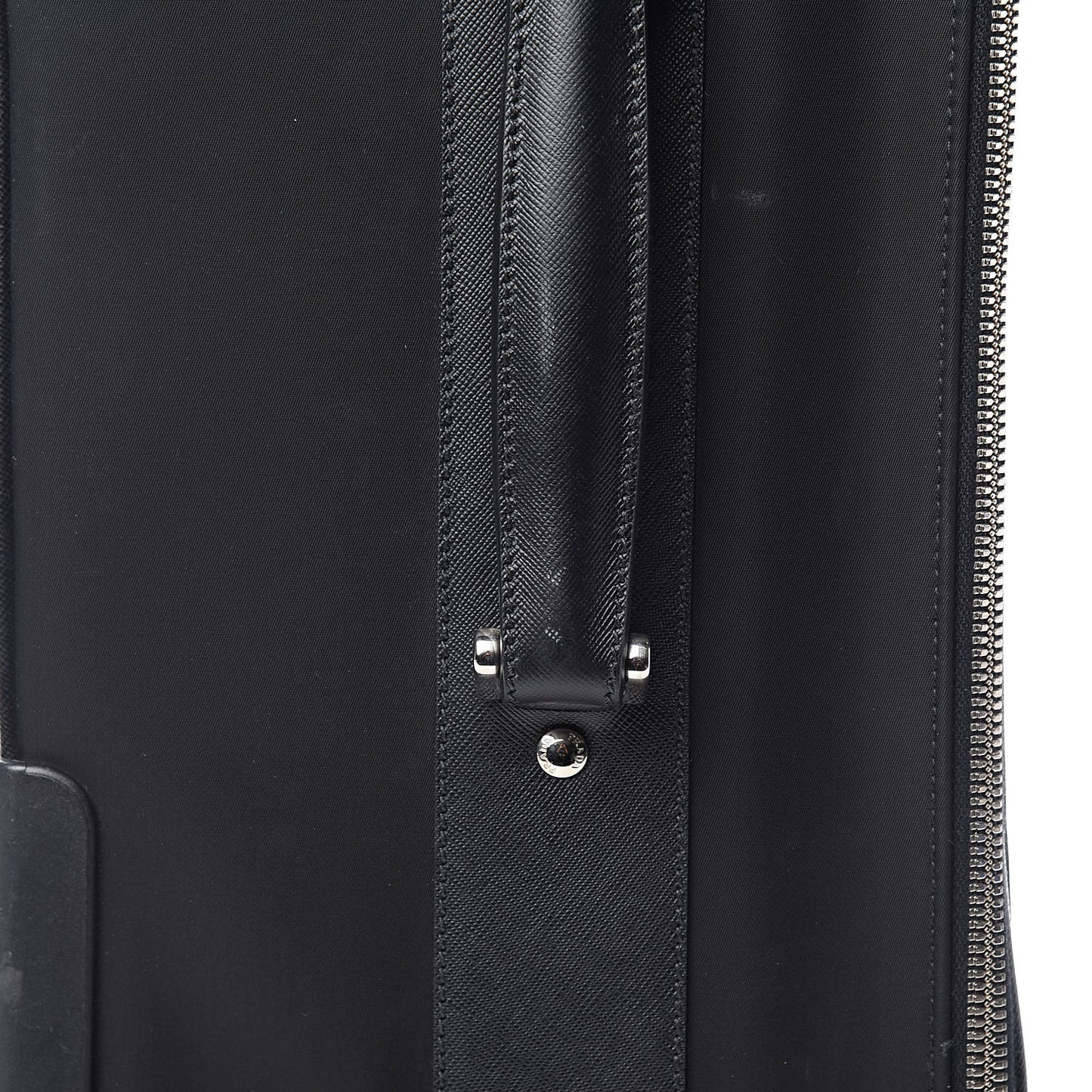 Tessuto Nylon Saffiano Trolley Luggage Black