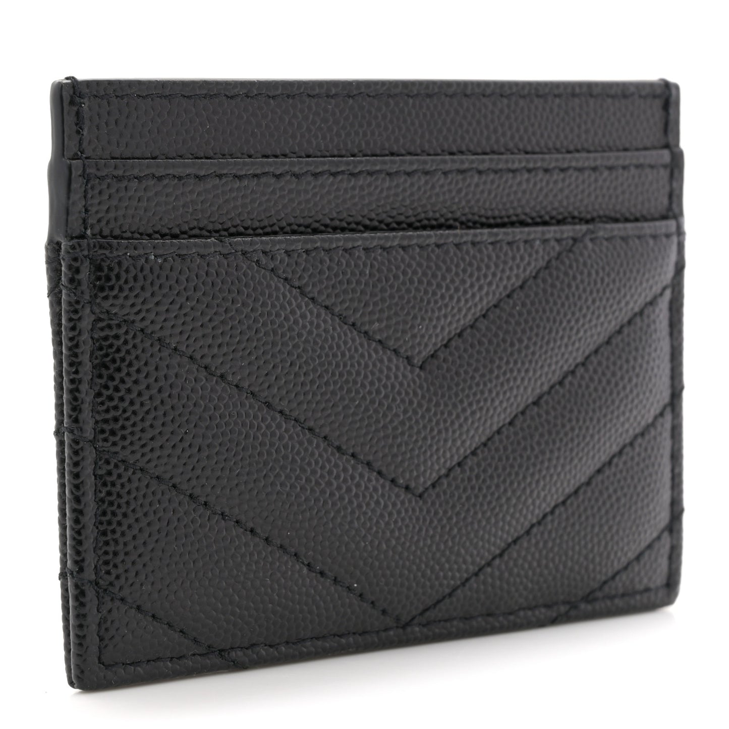 Grain De Poudre Matelasse Chevron Monogram Credit Card Case Black