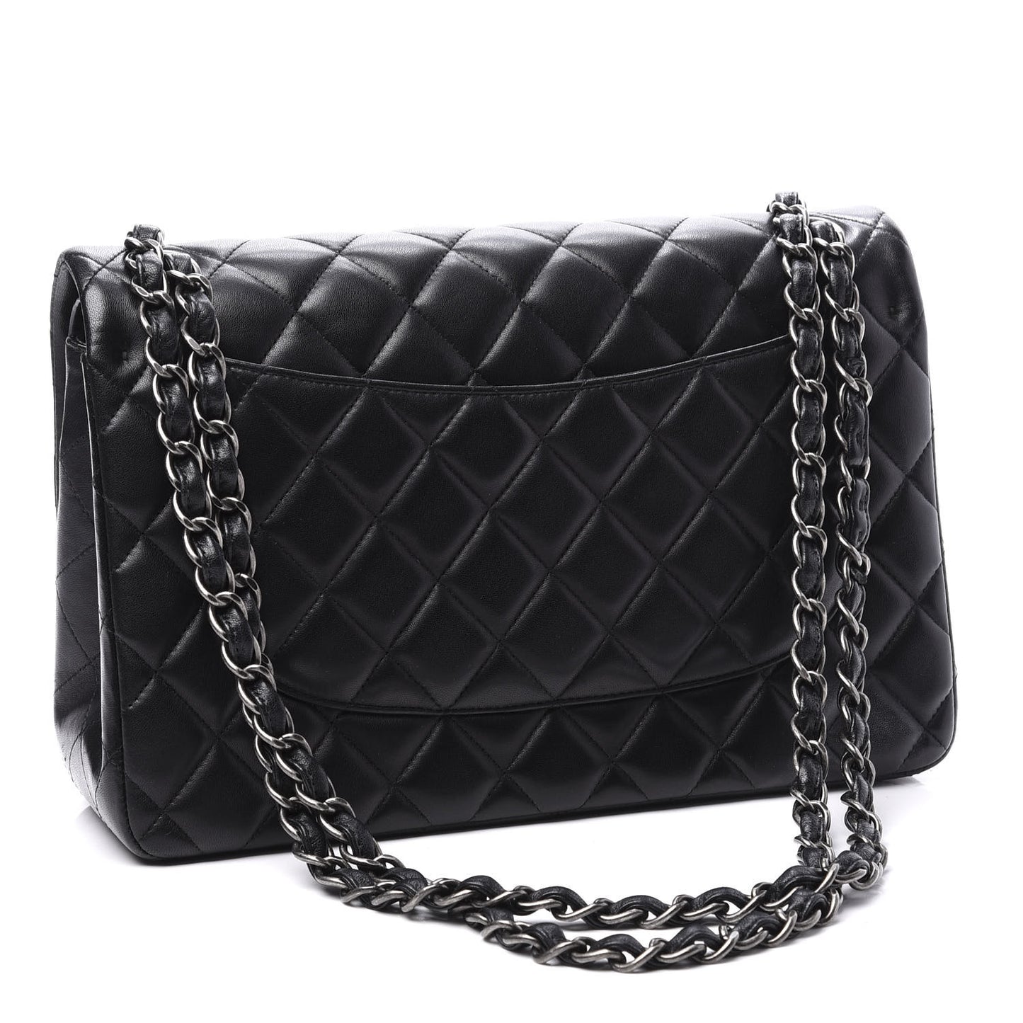 Lambskin Quilted Jumbo Double Flap Black