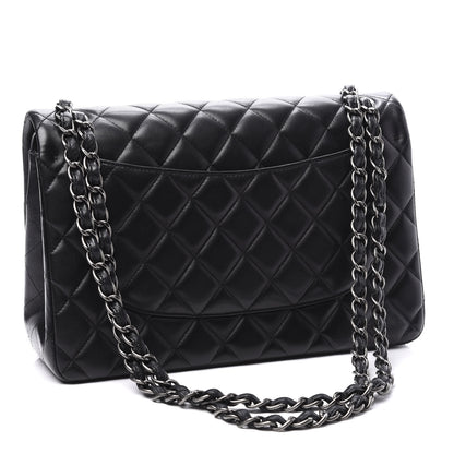Chanel Lambskin Quilted Jumbo Double Flap Black 2 of 10