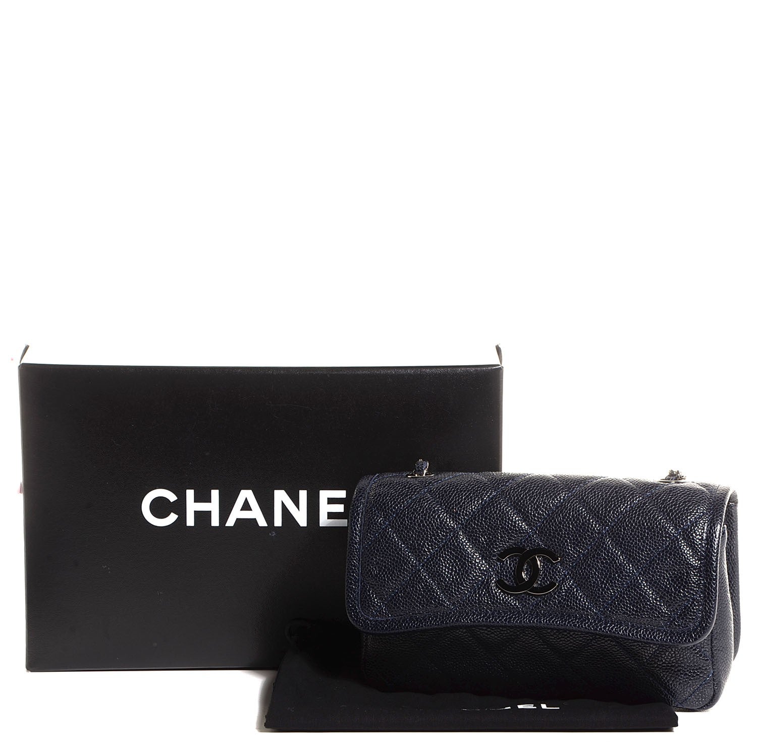 Chanel Grained Calfskin Small Natural Beauty Flap Navy Blue 8 of 8