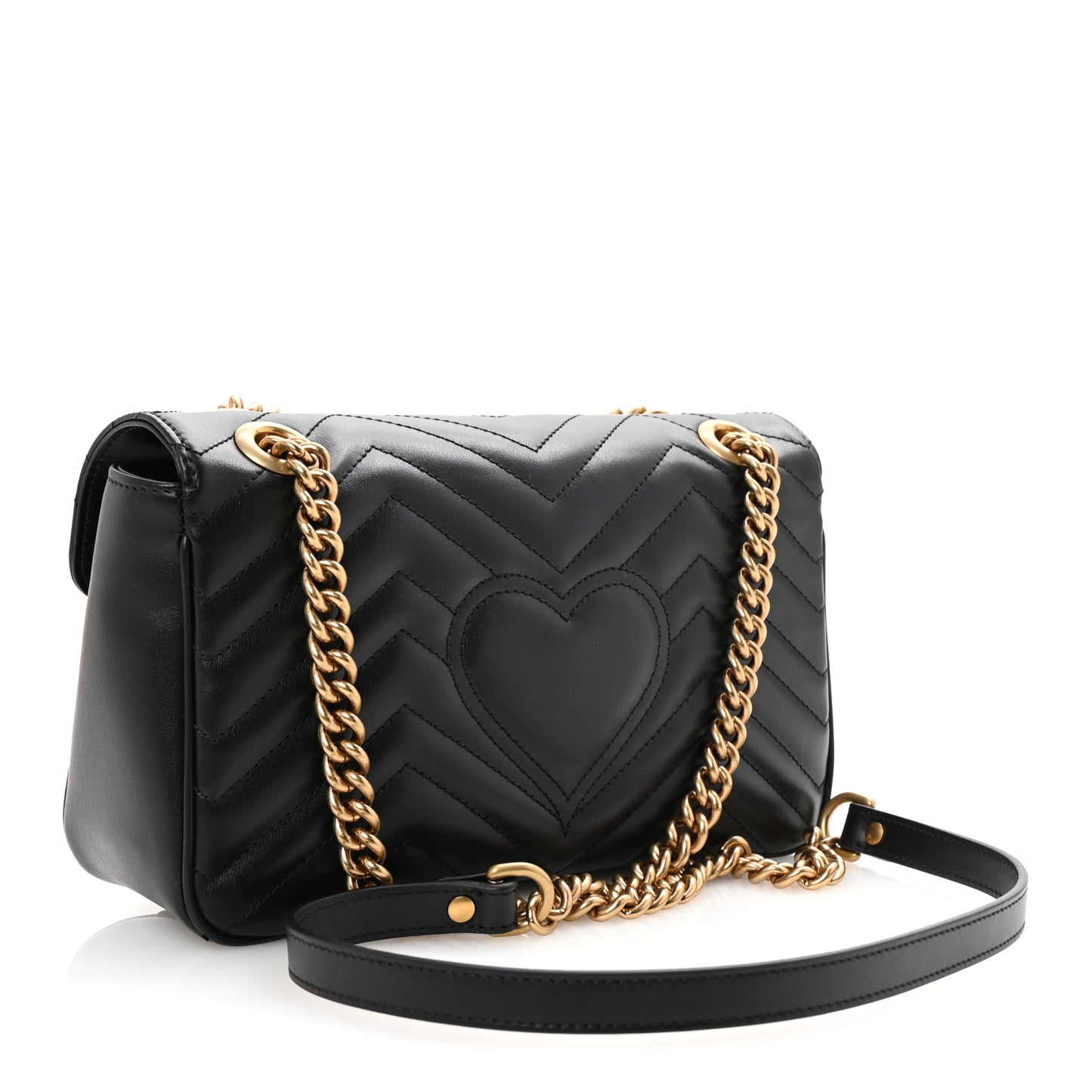 Calfskin Matelasse Small GG Marmont Shoulder Bag Black