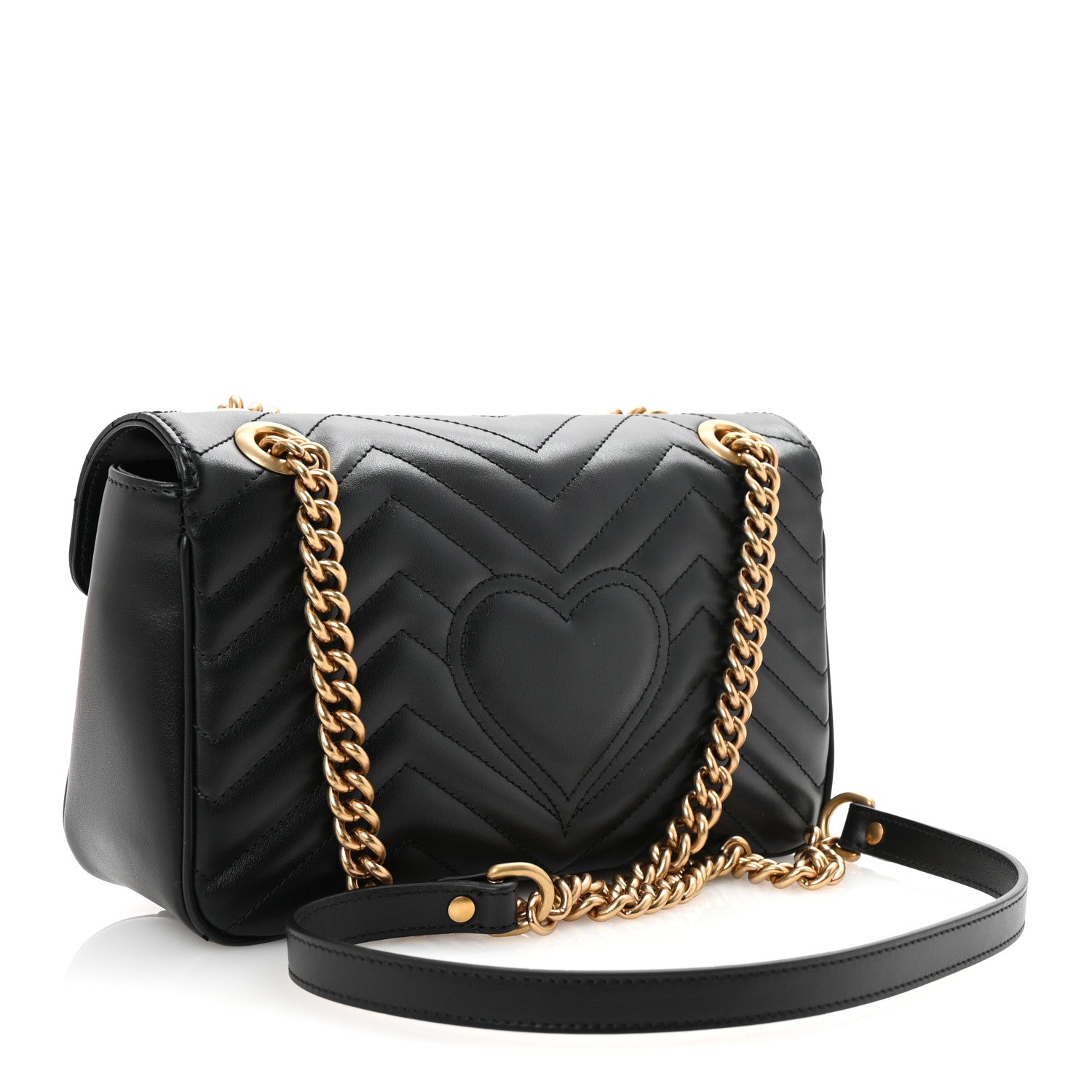 Gucci Calfskin Matelasse Small GG Marmont Shoulder Bag Black 3 of 10