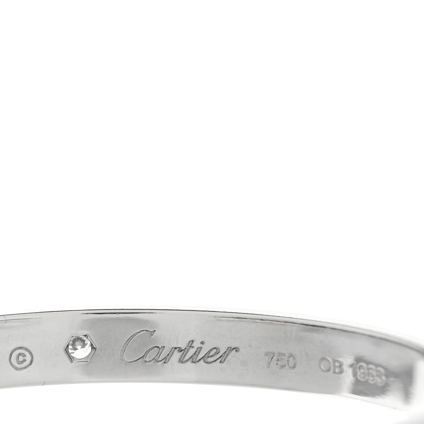 18K White Gold 1 Diamond LOVE Cuff Bracelet 16
