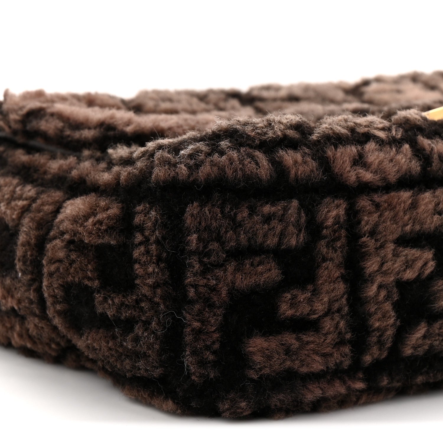 Fendi Shearling FF Midi Chain Baguette Ebano 9 of 11