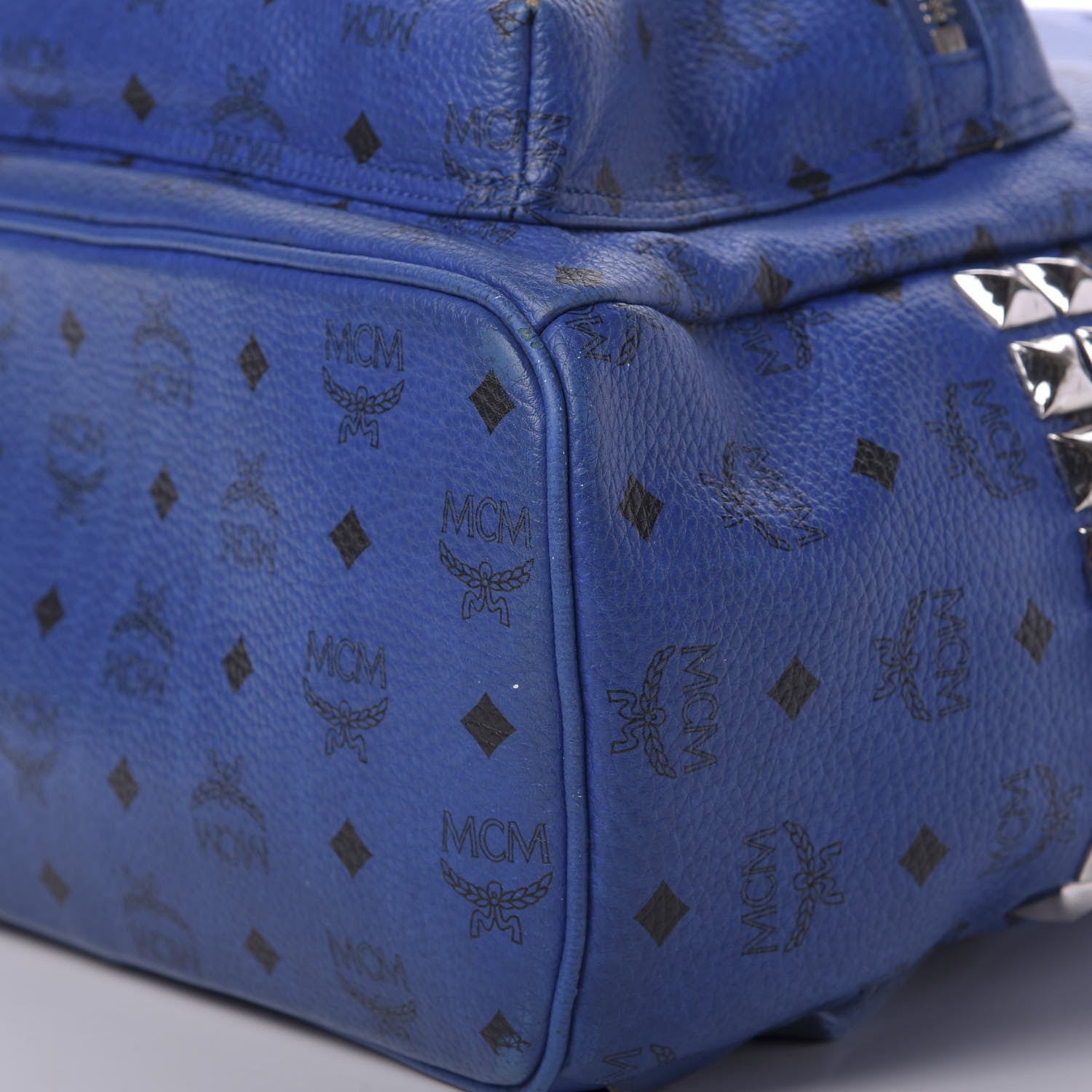 MCM Visetos Medium Side Stud Stark Backpack Blue 7 of 17