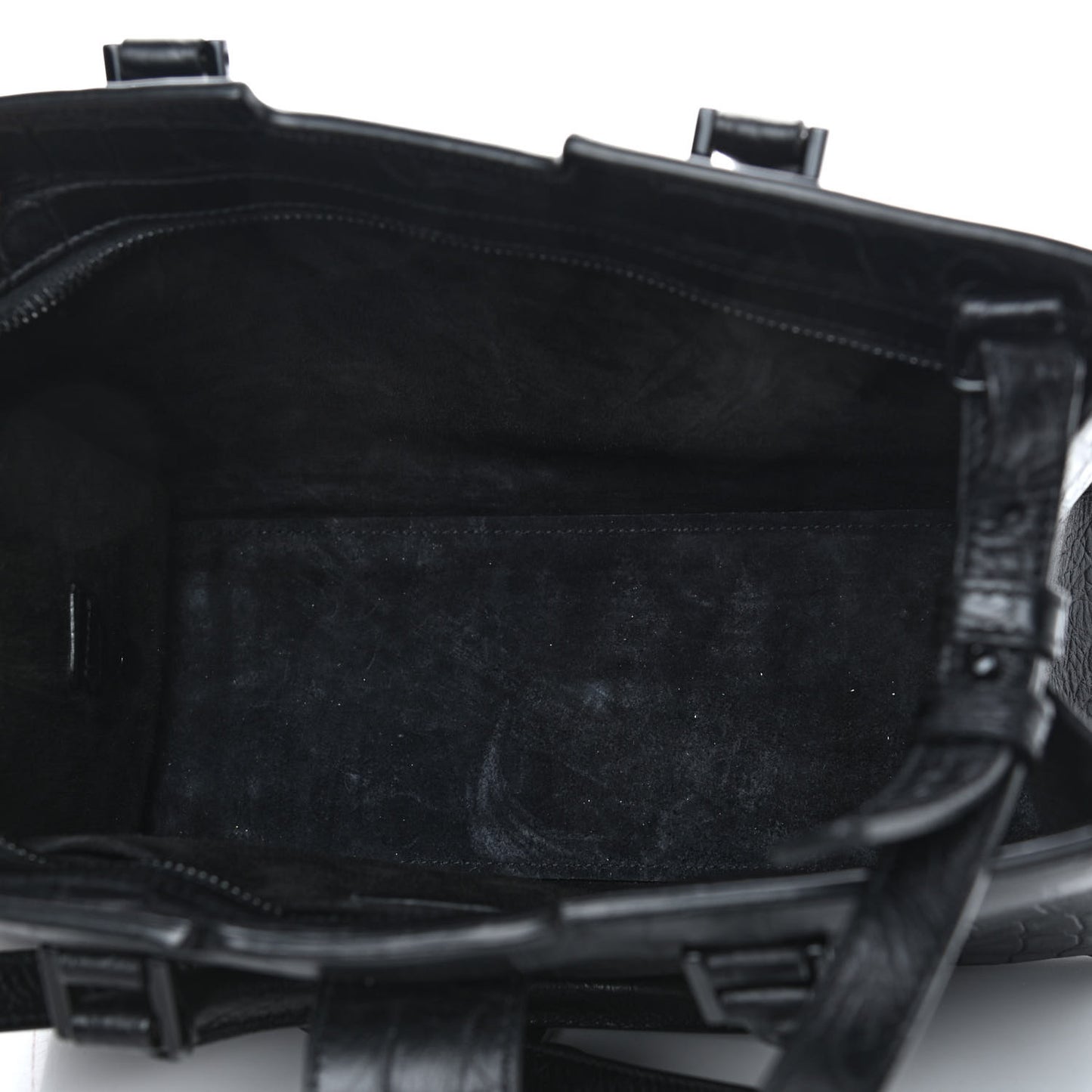 Calfskin Crocodile Embossed Monogram Baby Cabas Black