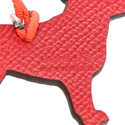 Hermes Togo Epsom Petit H Dog Bag Charm Bleu Atoll Rouge Garance 3 of 3