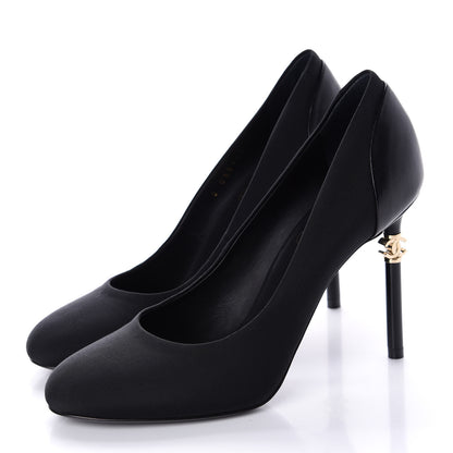 Chanel Grosgrain Lambskin CC Pumps 38 Black 3 of 10