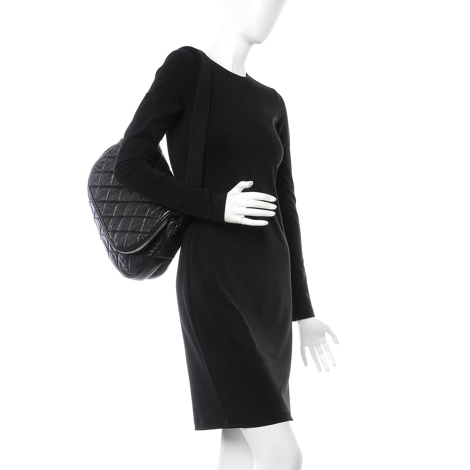 Chanel Nylon Quilted Jumbo Coco Cocoon Messenger Black 2 of 8