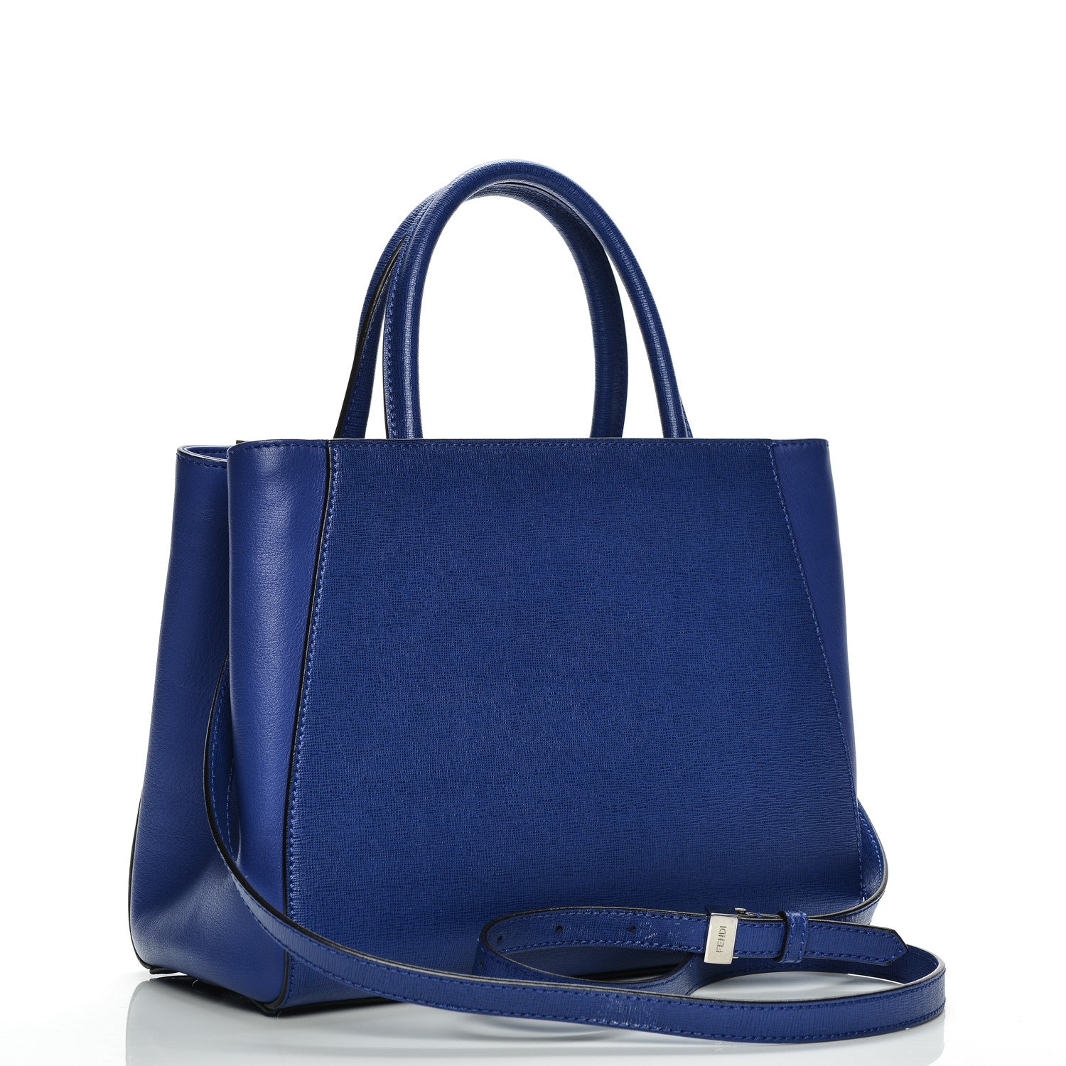 Fendi Vitello Elite Petite 2Jours Tote Blue Neon 3 of 8