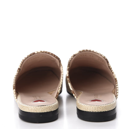 Gucci Straw Elaphe Womens Princetown Slippers 39 Natural Cream Brown 5 of 11