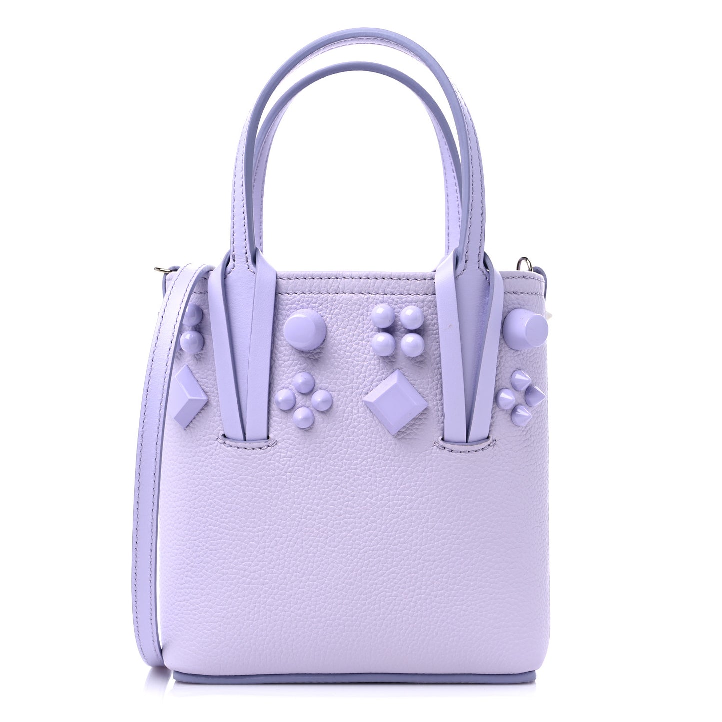 Calfskin Empire Spike Studded Mini North South Cabata Tote Lilac Smoke