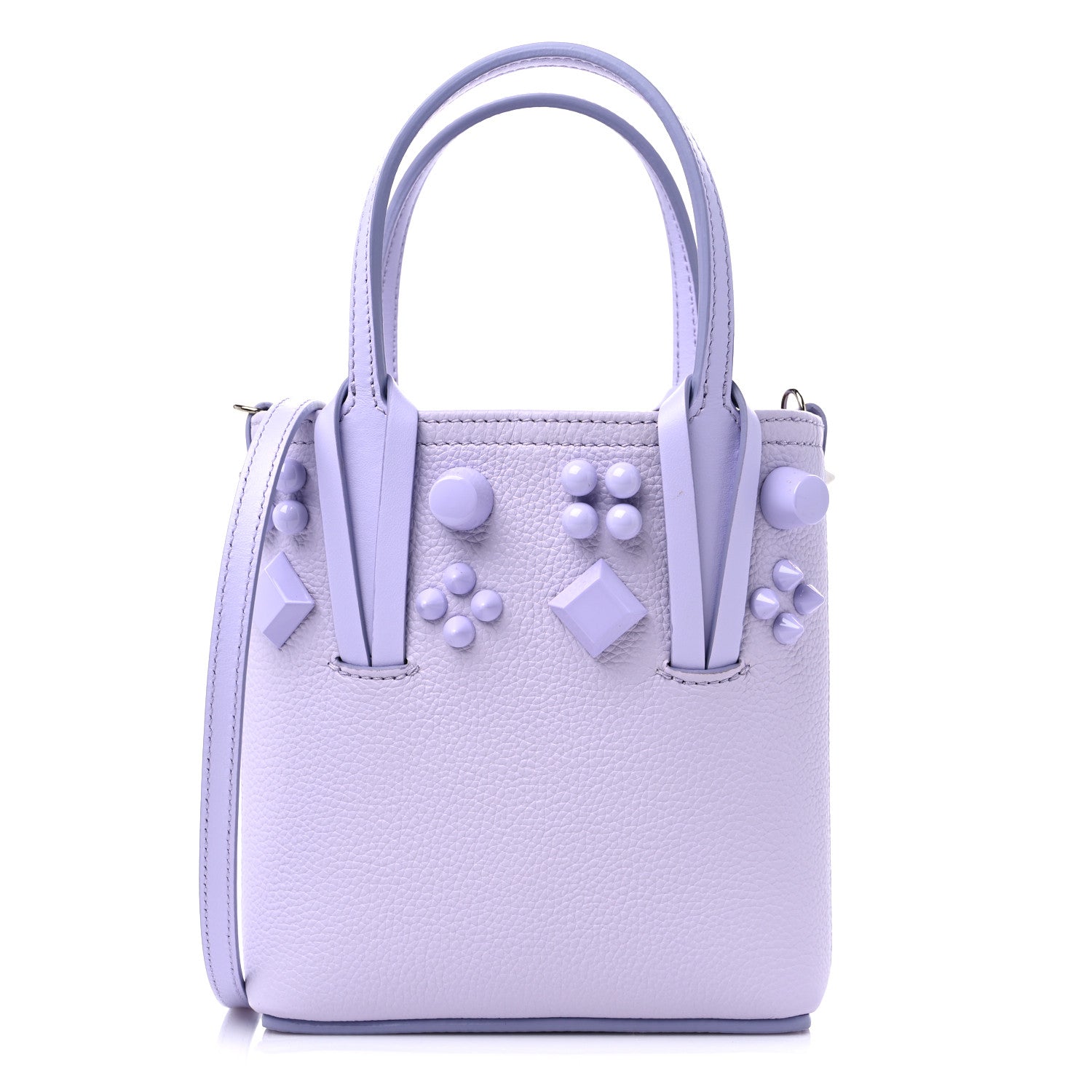 Christian Louboutin Calfskin Empire Spike Studded Mini North South Cabata Tote Lilac Smoke 1 of 10