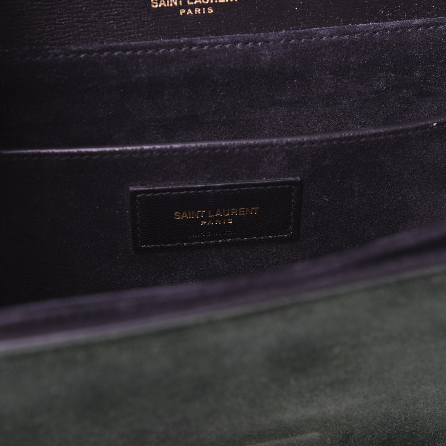 Smooth Calfskin Suede Medium Bellechasse Black Dark Green