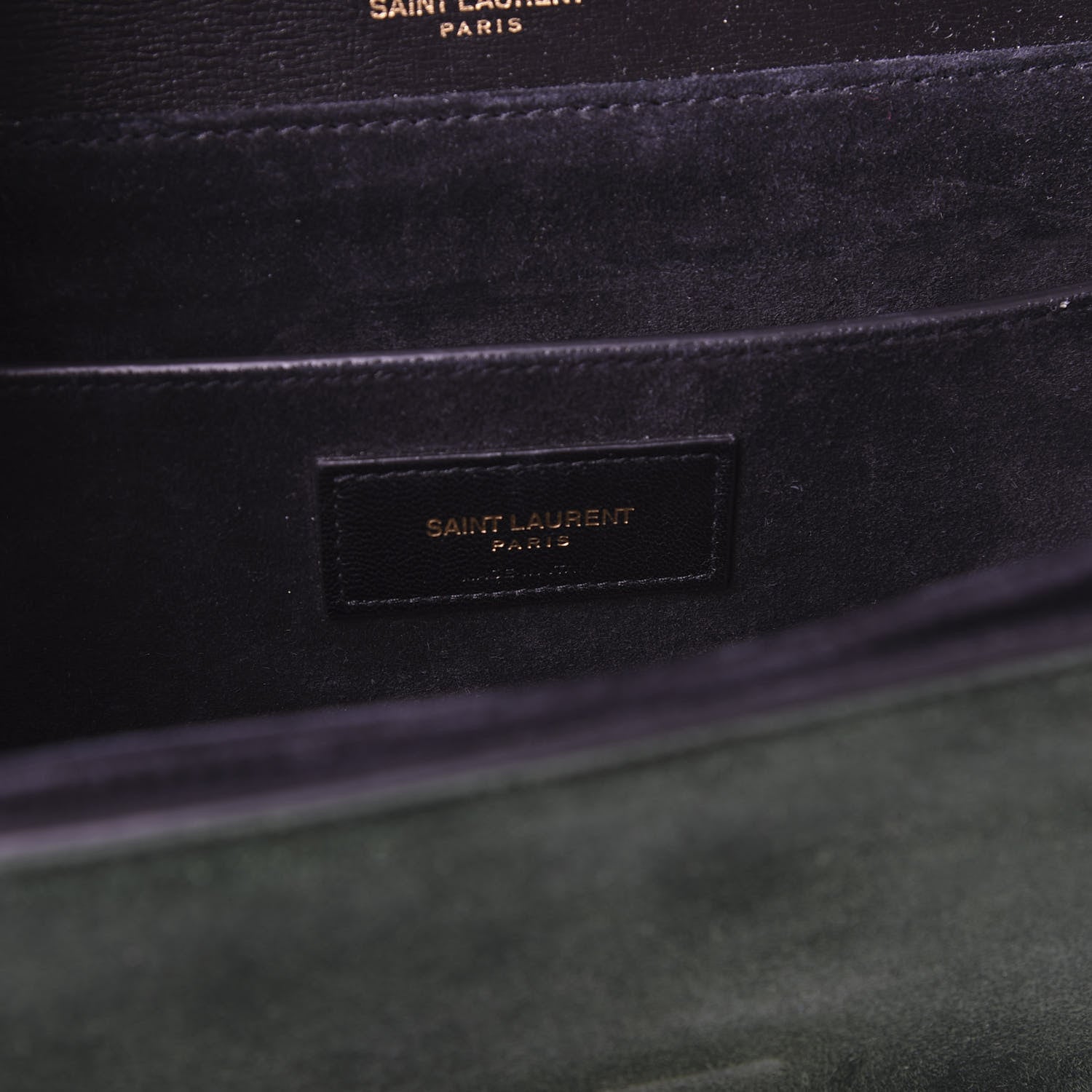 Saint Laurent Smooth Calfskin Suede Medium Bellechasse Black Dark Green 7 of 8