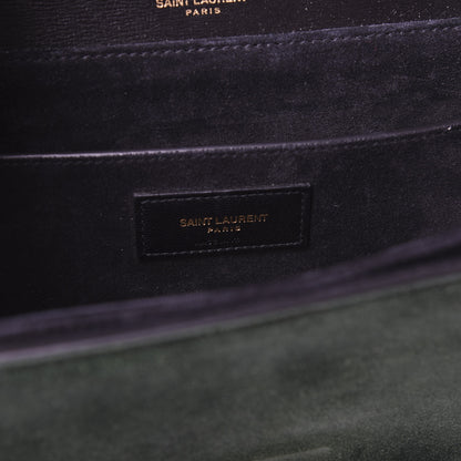 Saint Laurent Smooth Calfskin Suede Medium Bellechasse Black Dark Green 7 of 8
