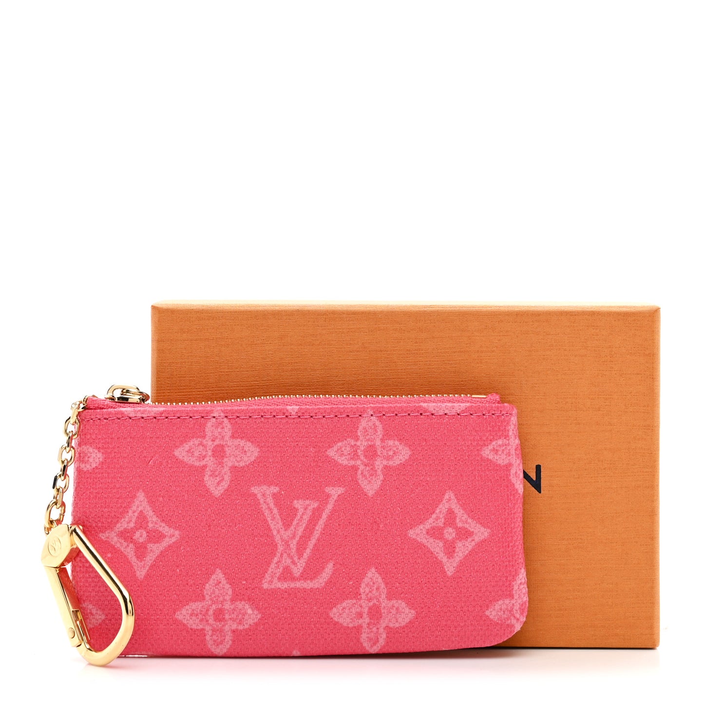 Monogram Origine Lin Key Pouch Rose Ruban