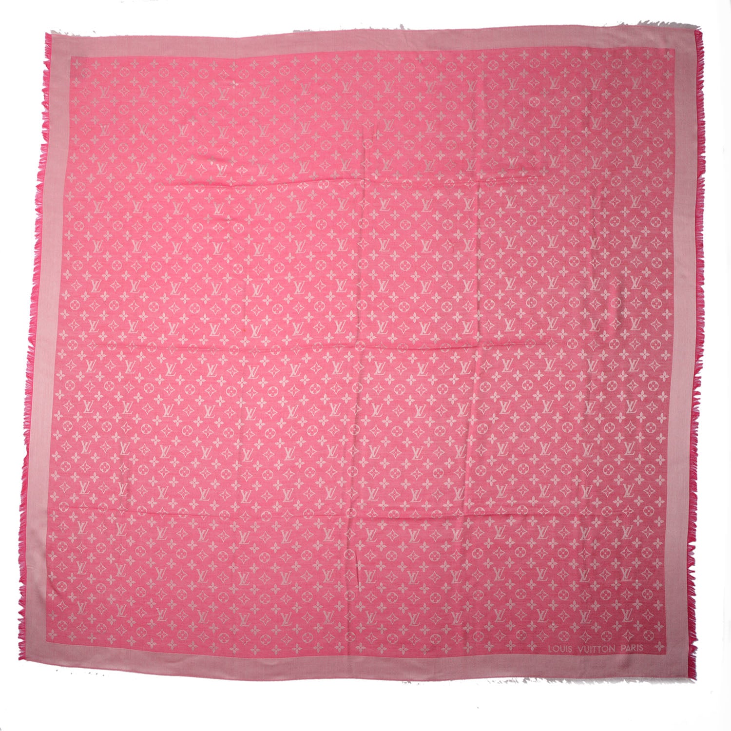 Louis Vuitton Silk Wool Monogram Denim Shawl Pivoine 4 of 5