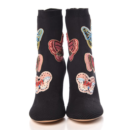 Valentino Garavani Mesh Knit Butterfly Embroidered Sock Booties 36.5 Black 2 of 7