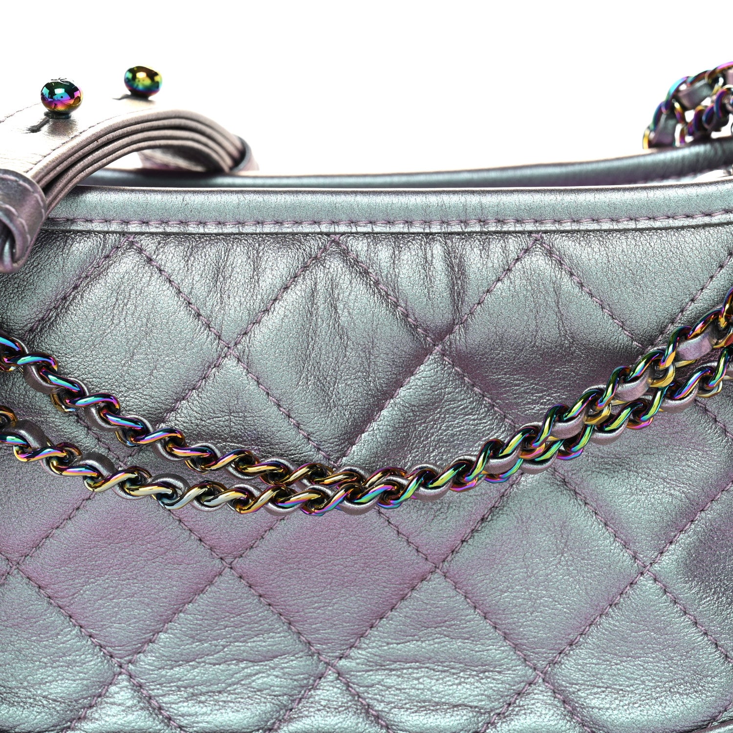 Chanel Iridescent Lambskin Calfskin Quilted Small Gabrielle Hobo Light Purple 9 of 13