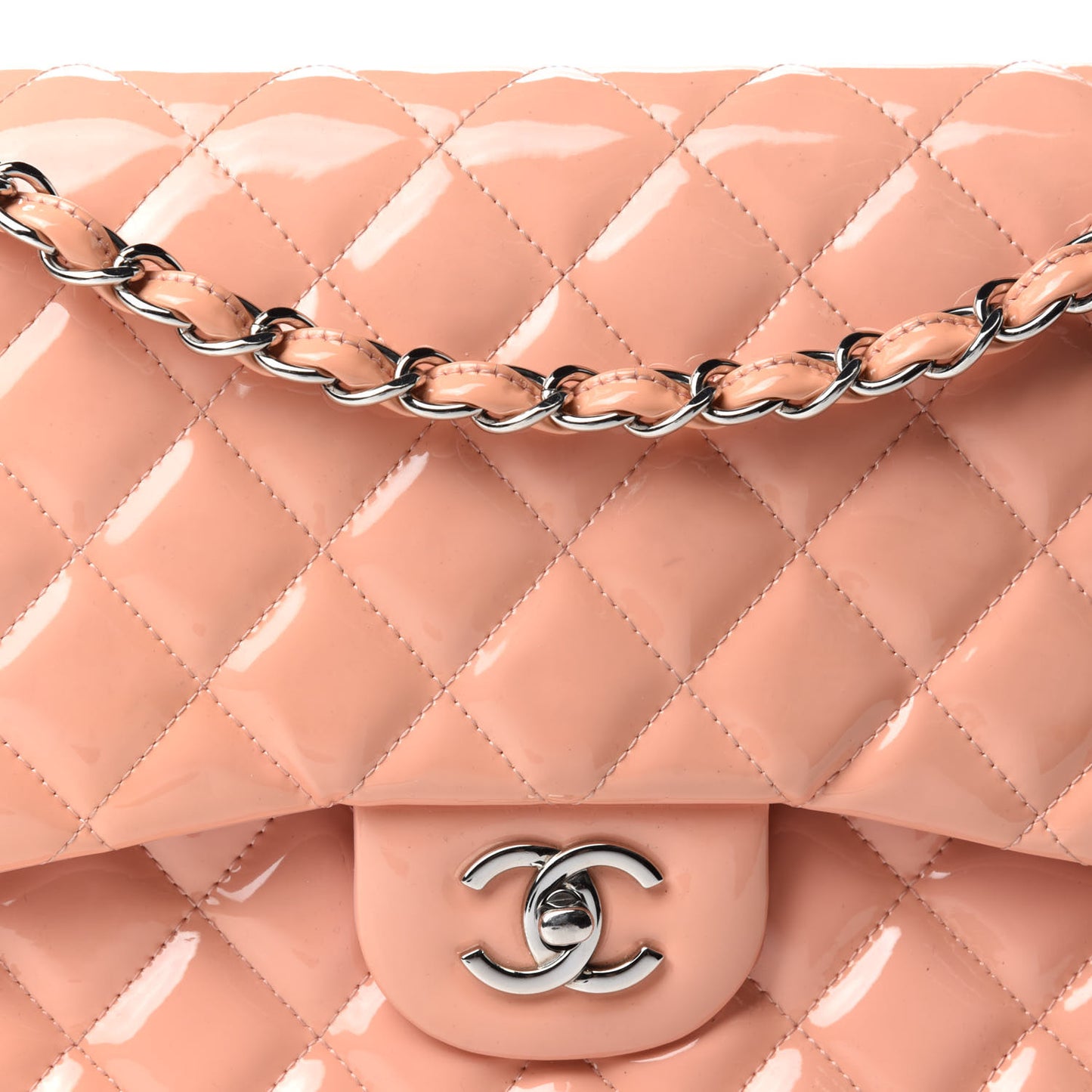 Patent Quilted Jumbo Double Flap Pink