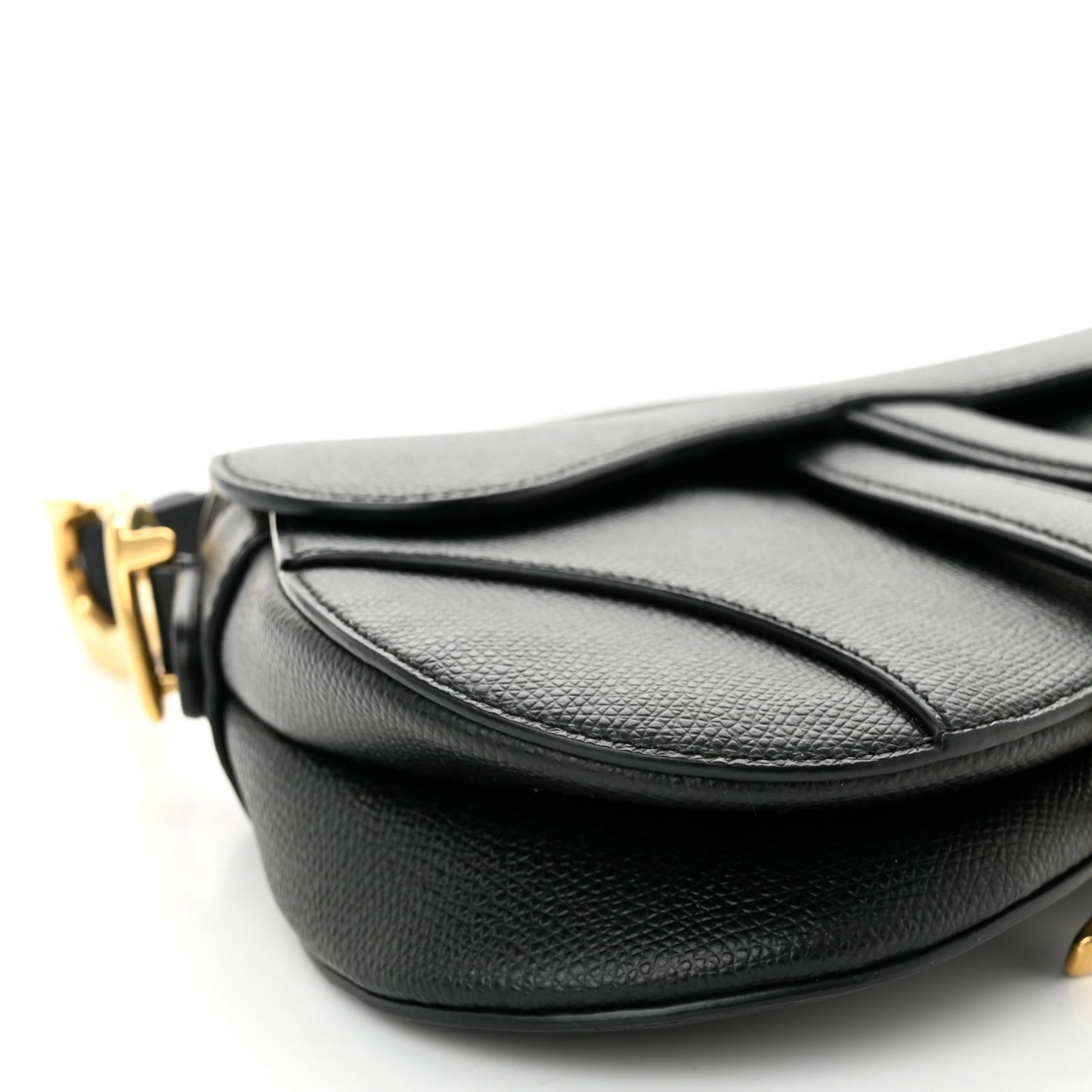 Grained Calfskin Mini Saddle Bag Black