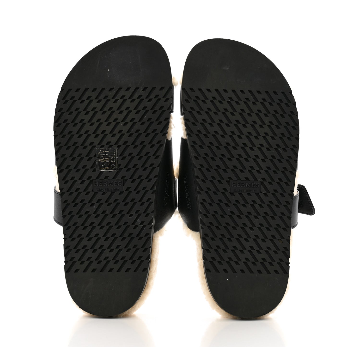 Calfskin Woolskin Chypre Sandals 37 Black Ecru