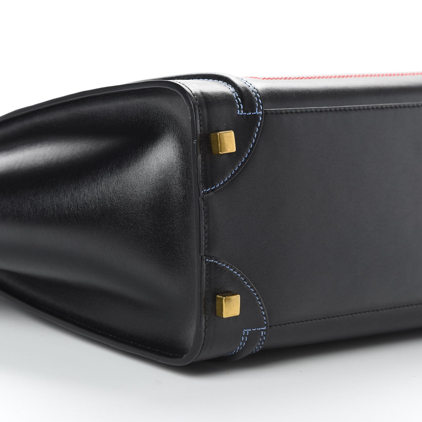 Smooth Calfskin Multicolor Double Stitching Micro Luggage Black