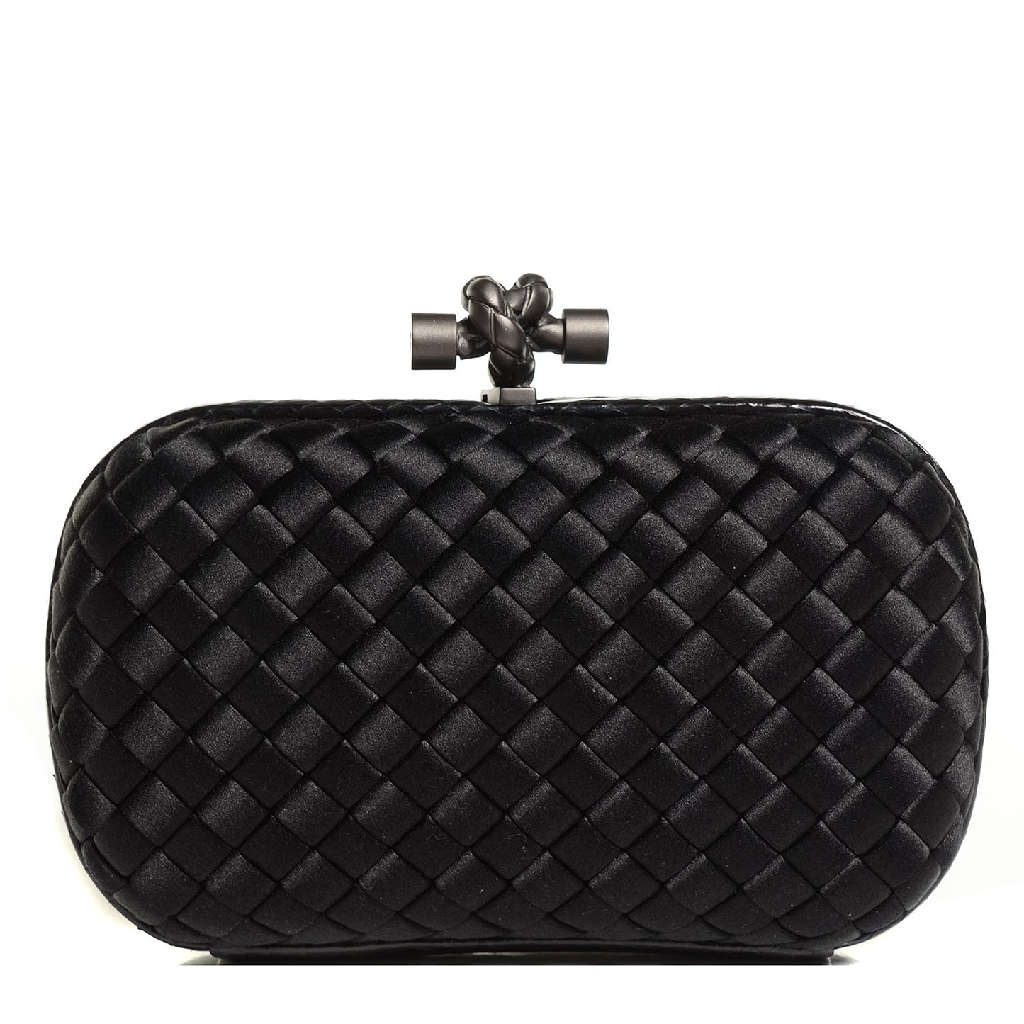 Satin Intreccio Impero Ayers Knot Clutch Black