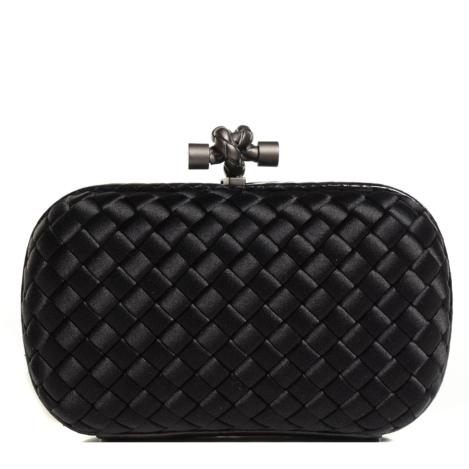 Bottega Veneta Satin Intreccio Impero Ayers Knot Clutch Black 1 of 8