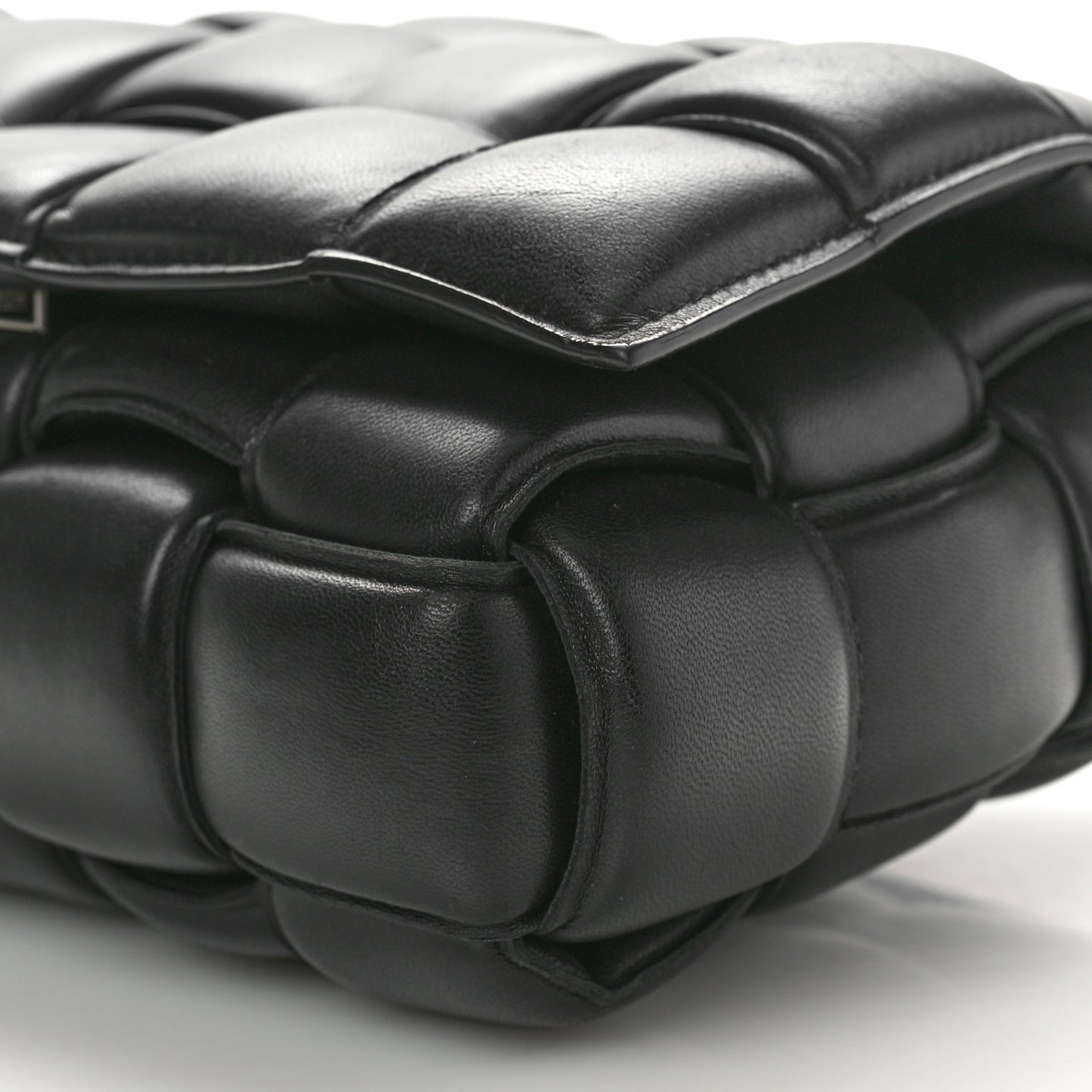 Nappa Maxi Intreccio Padded Cassette Crossbody Bag Black