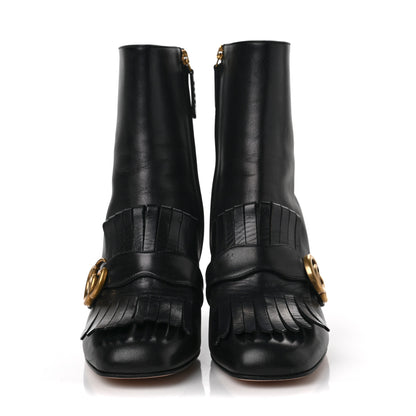 Gucci Malaga Kid GG Marmont Fringe 75mm Ankle Boots 39 Black 2 of 10
