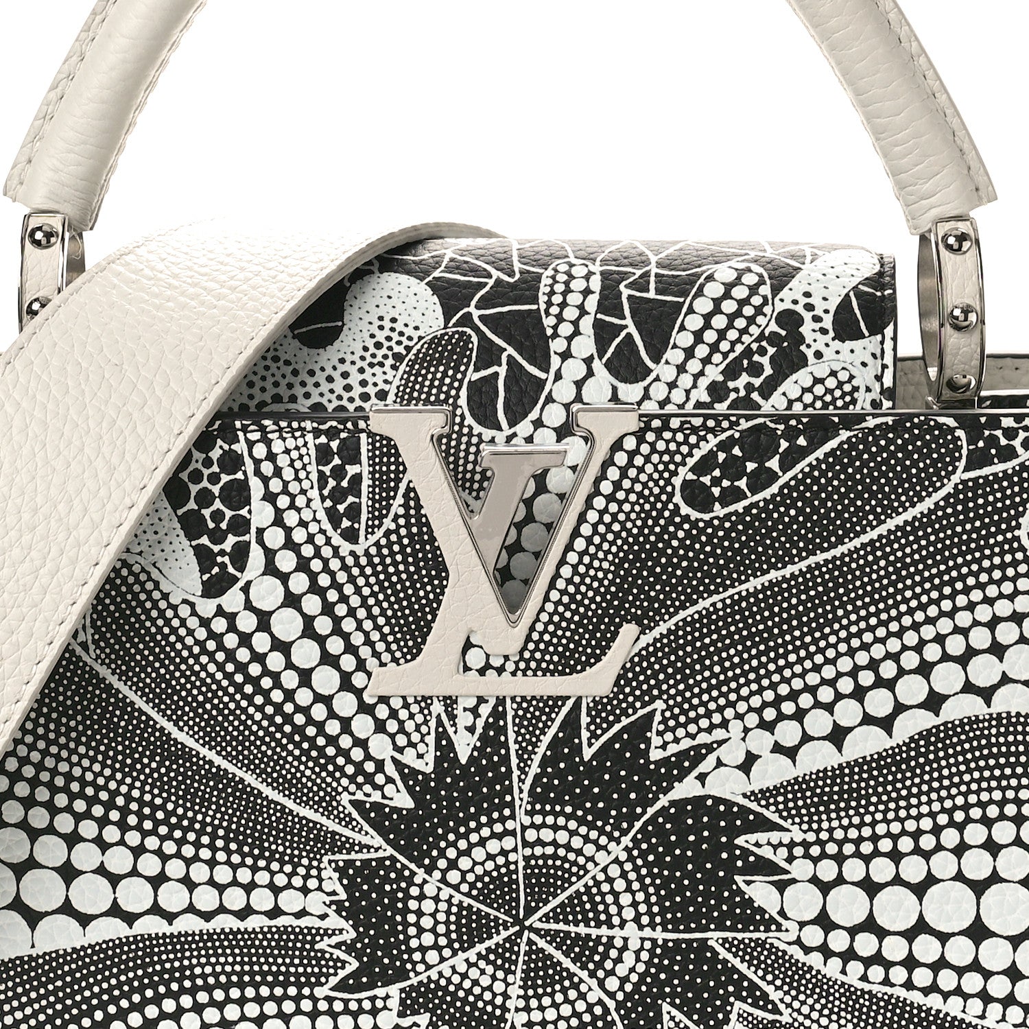 Louis Vuitton LV X YK Taurillon Psychedelic Capucines MM Black White 7 of 11