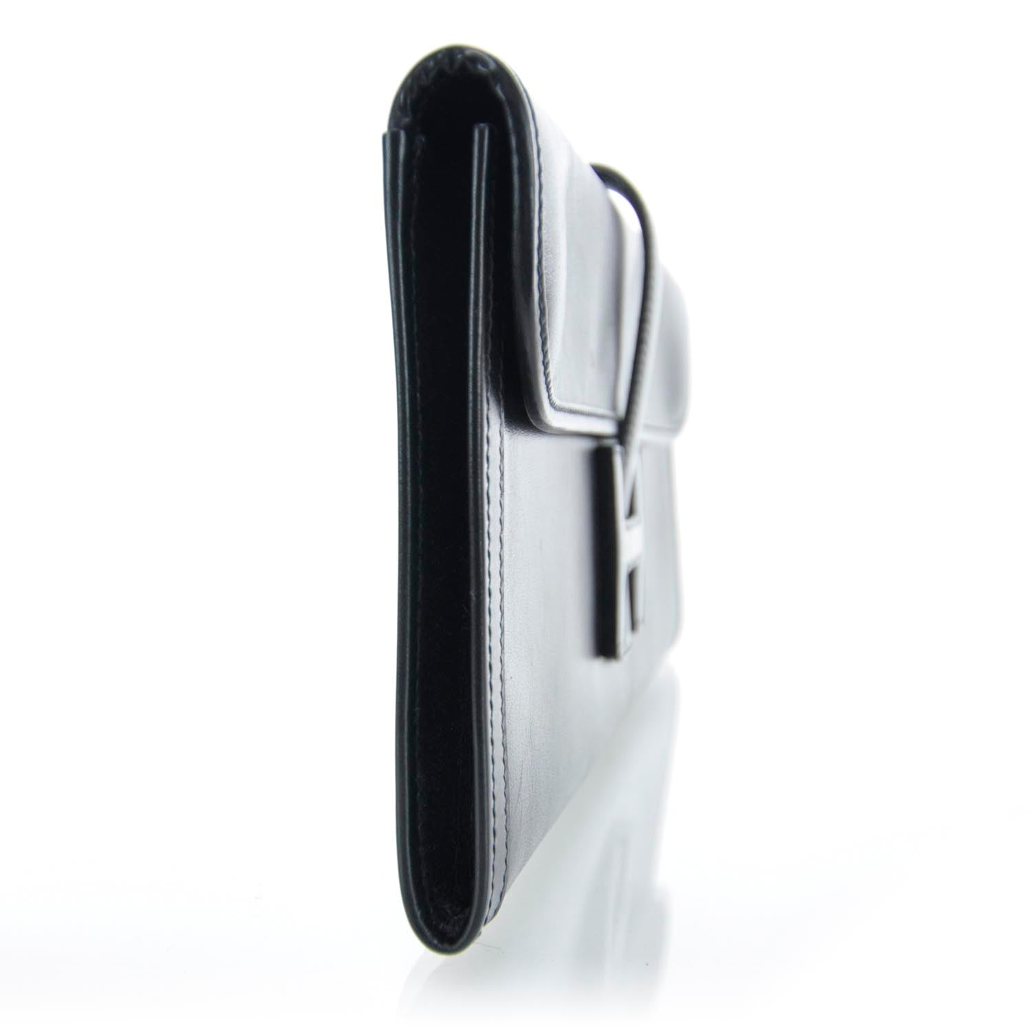 Hermes Box Leather Jige Clutch Black 3 of 9