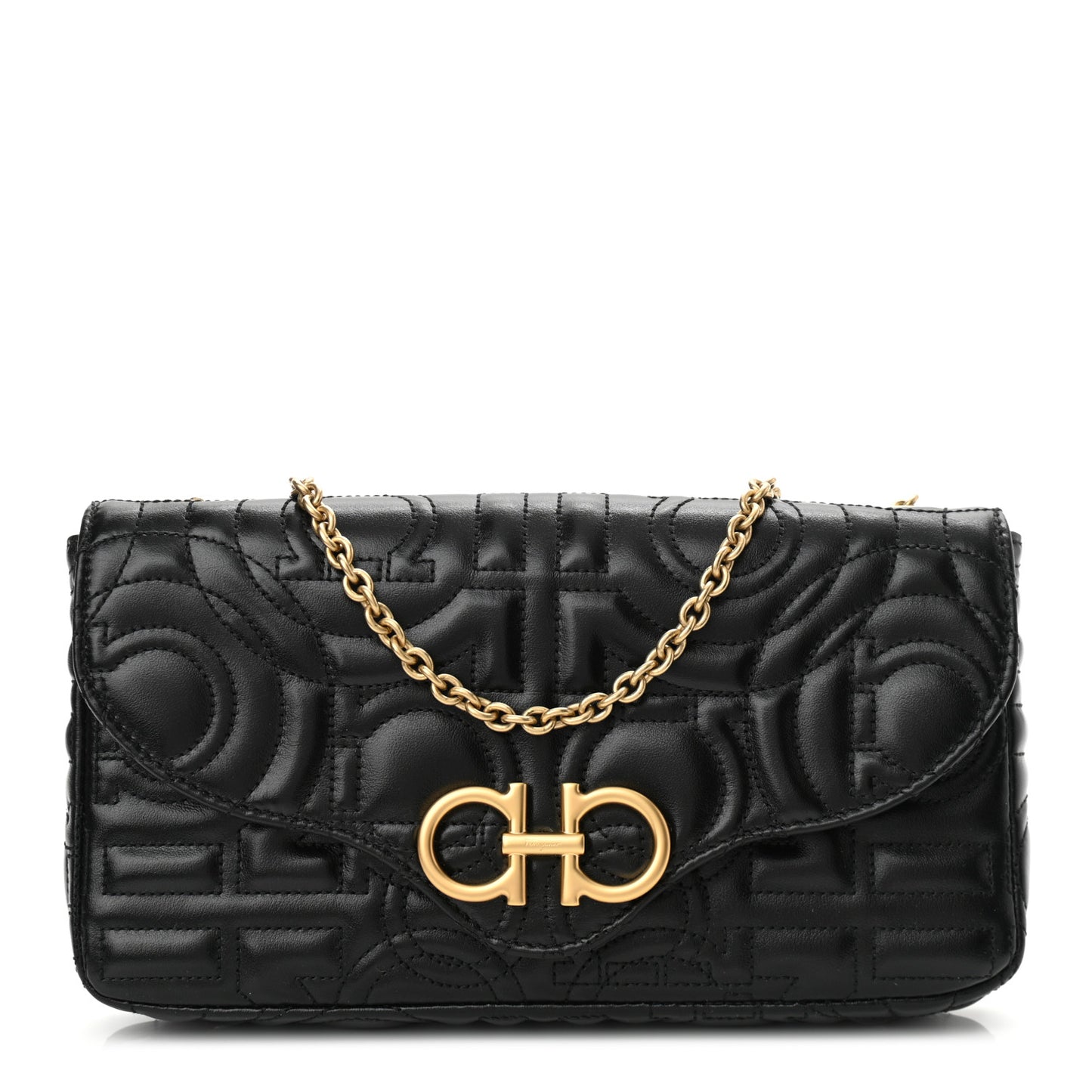 Calfskin Quilted Gancini Mini Bag Black