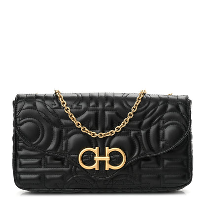 Salvatore Ferragamo Calfskin Quilted Gancini Mini Bag Black 1 of 12