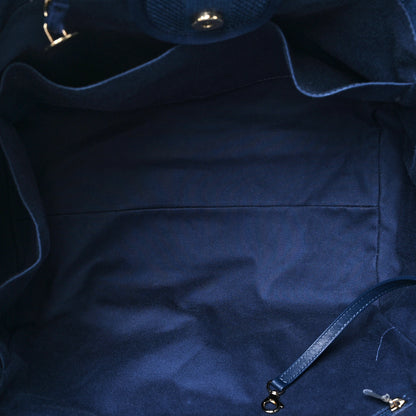 Chanel Woven Straw Raffia Striped Medium Deauville Tote Navy Blue 5 of 14