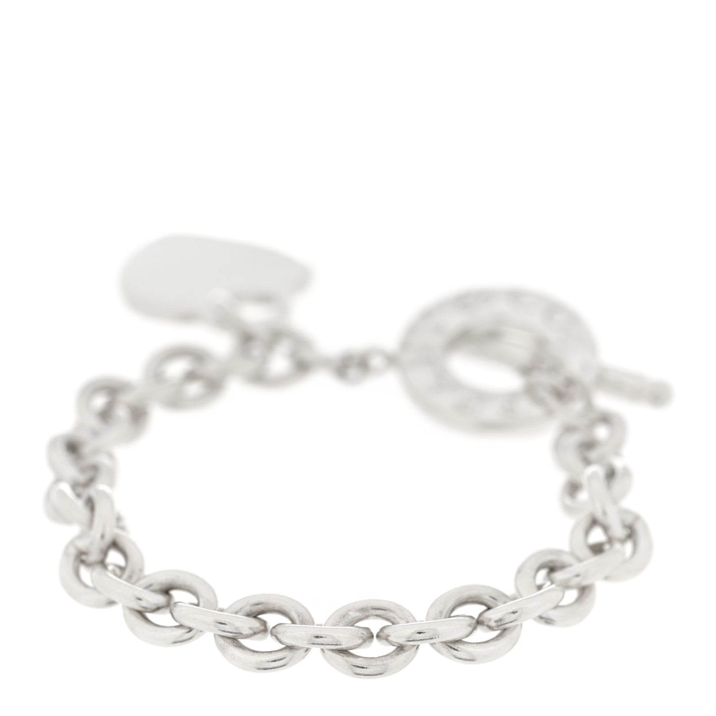 Sterling Silver Heart Tag Toggle Bracelet