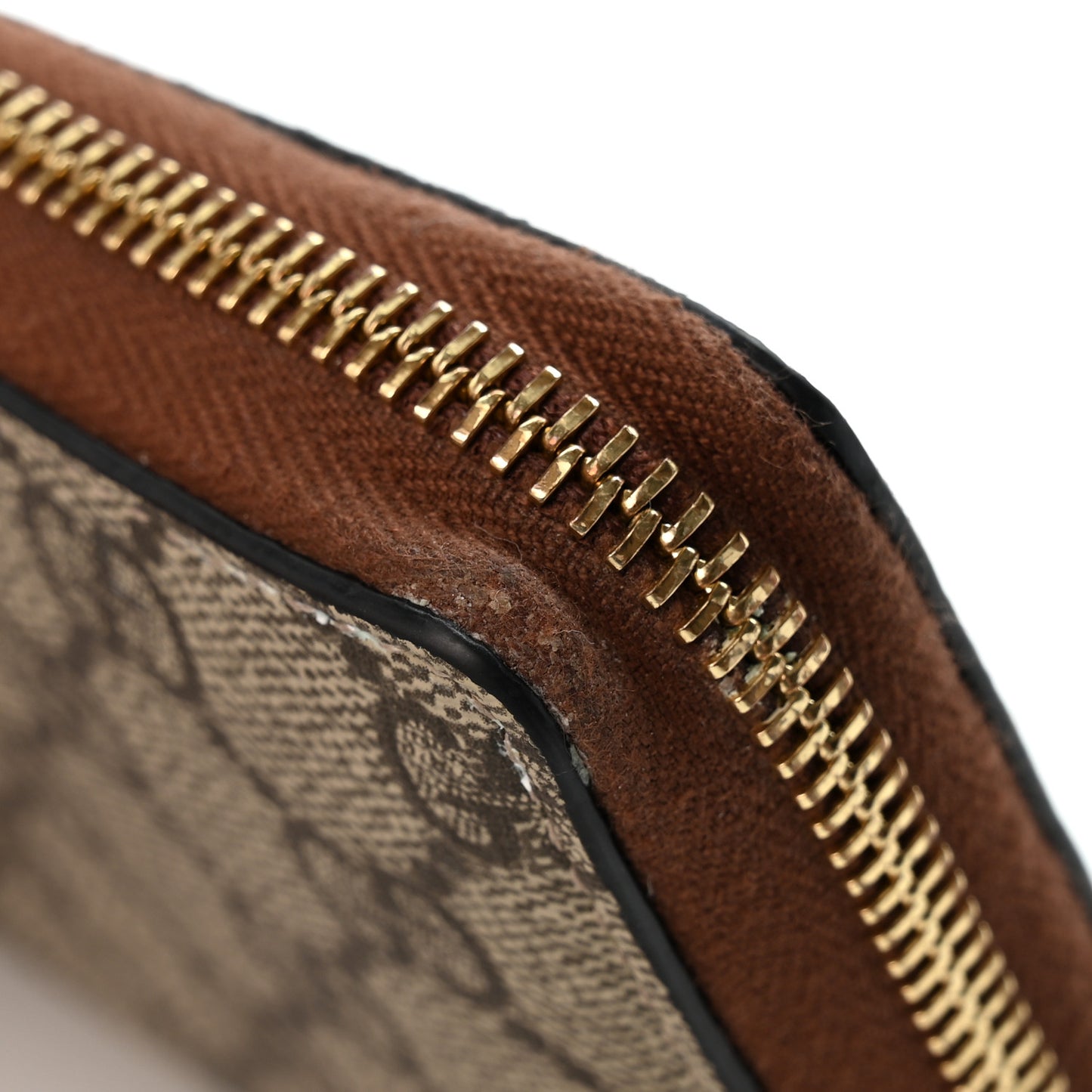 GG Supreme Monogram Cuoio Toscano Zip Around Wallet Beige Ebony Cuir
