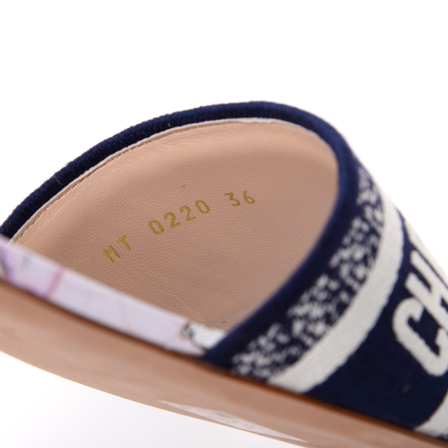 Canvas Around the World Embroidered Dway Flat Slide Sandals 36 True Blue