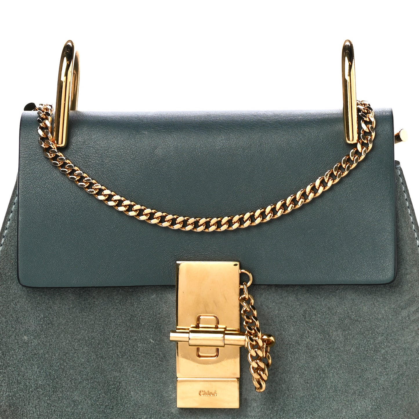 Suede Smooth Calfskin Mini Drew Shoulder Bag Cloudy Blue