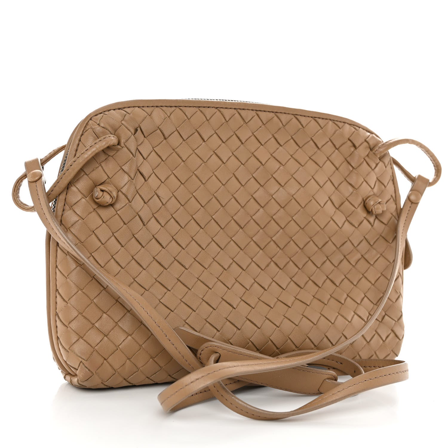 Bottega Veneta Nappa Intrecciato Nodini Crossbody Messenger Camel 3 of 10