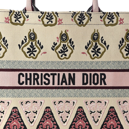 Christian Dior Canvas Embroidered Geometric Book Tote Multicolor 7 of 9
