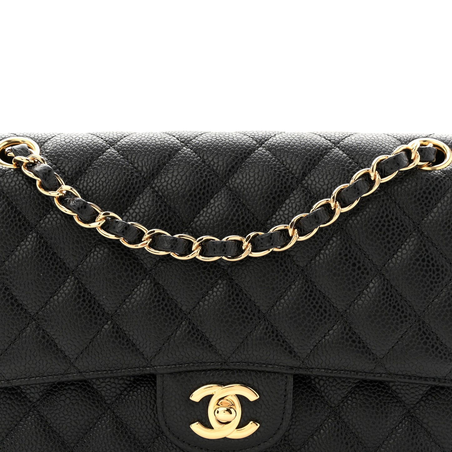 Caviar Quilted Medium Double Flap Black