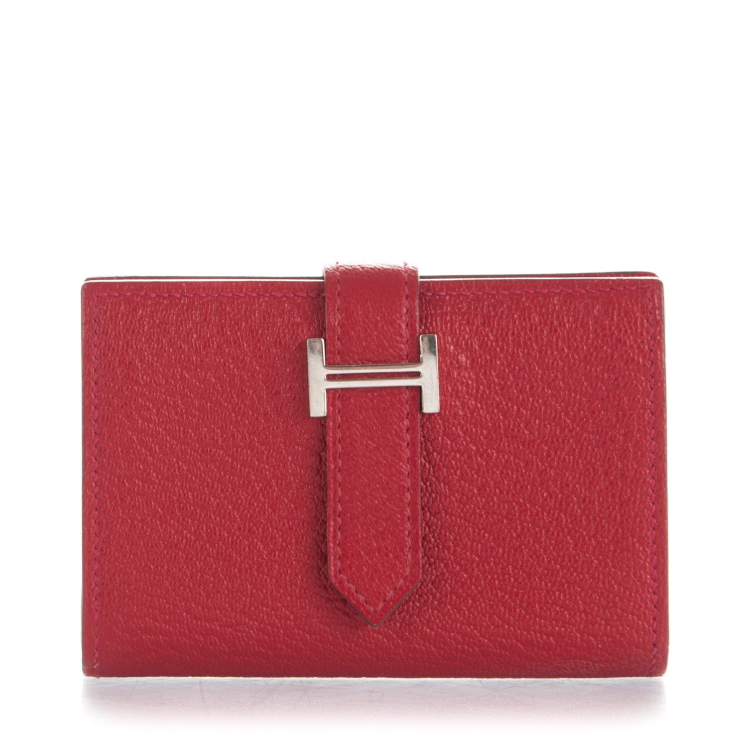 Hermes Chevre Mysore Mini Bearn Wallet Rouge Casaque 1 of 7