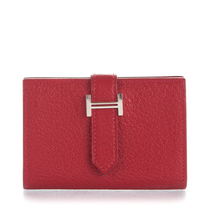 Hermes Chevre Mysore Mini Bearn Wallet Rouge Casaque 1 of 7