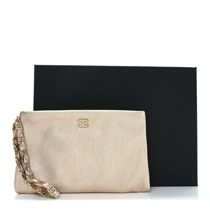 Chanel Metallic Lambskin Crystal Medium CC Pouch With Handle Gold 9 of 9