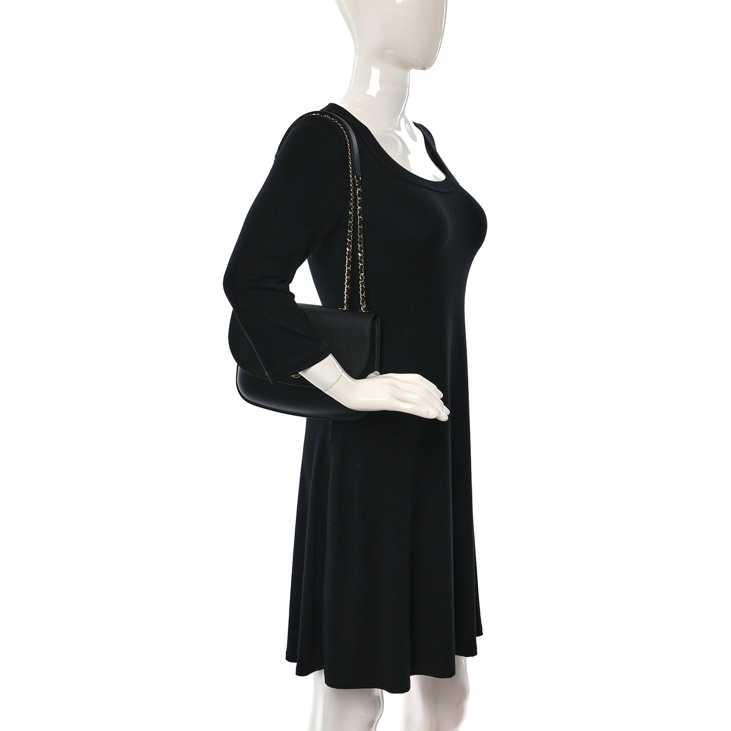 Caviar Mini Chain Flap Bag Black