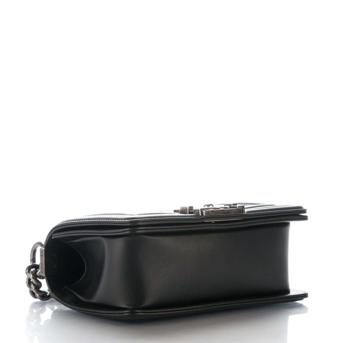 Calfskin Quilted Small Boy Flap Black